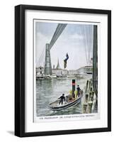 Person Plunges 55 Metres from Portside, Rouen, 1901-null-Framed Giclee Print