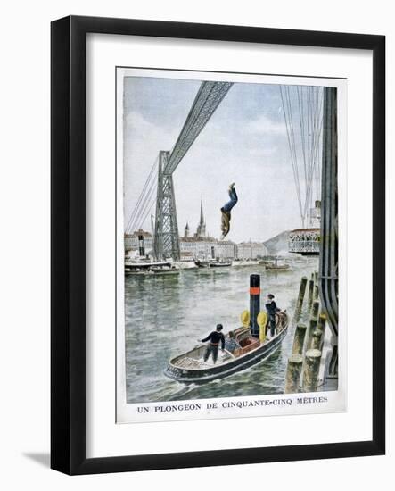 Person Plunges 55 Metres from Portside, Rouen, 1901-null-Framed Giclee Print