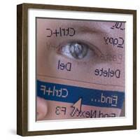 Person's Face with Superimposition of Backwards Computer Toolbar-null-Framed Photographic Print