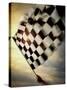 Person's Hand Waving a Checkered Flag-null-Stretched Canvas