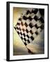 Person's Hand Waving a Checkered Flag-null-Framed Premium Photographic Print