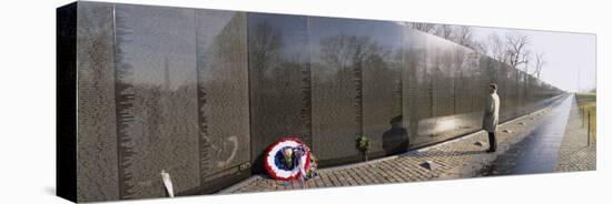 Person Standing in Front of a War Memorial, Vietnam Veterans Memorial, Washington D.C., USA-null-Stretched Canvas