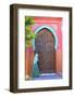 Person Walikng Infront of Traditional Moroccan Decorative Door, Tangier, Morocco, North Africa-Neil Farrin-Framed Photographic Print