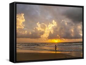 Person walking on beach, South Padre Island.-Larry Ditto-Framed Stretched Canvas