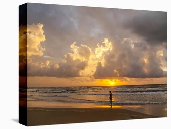 Person walking on beach, South Padre Island.-Larry Ditto-Stretched Canvas