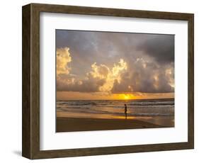 Person walking on beach, South Padre Island.-Larry Ditto-Framed Photographic Print