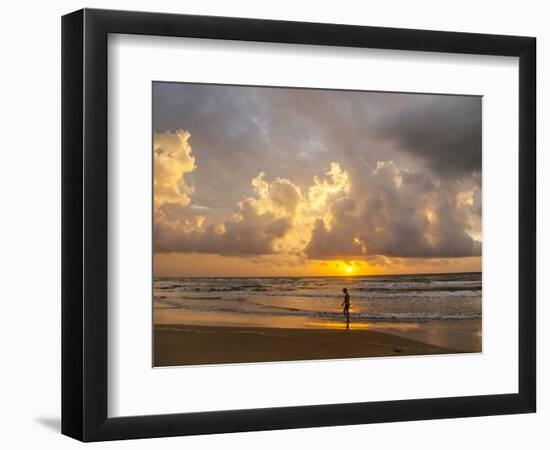 Person walking on beach, South Padre Island.-Larry Ditto-Framed Photographic Print