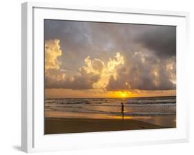 Person walking on beach, South Padre Island.-Larry Ditto-Framed Photographic Print