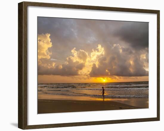 Person walking on beach, South Padre Island.-Larry Ditto-Framed Photographic Print