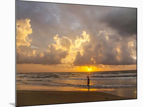 Person walking on beach, South Padre Island.-Larry Ditto-Mounted Photographic Print