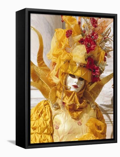 Person Wearing Masked Carnival Costume, Venice Carnival, Venice, Veneto, Italy-Bruno Morandi-Framed Stretched Canvas