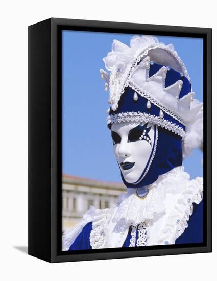 Person Wearing Masked Carnival Costume, Venice Carnival, Venice, Veneto, Italy-Bruno Morandi-Framed Stretched Canvas