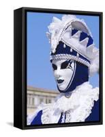 Person Wearing Masked Carnival Costume, Venice Carnival, Venice, Veneto, Italy-Bruno Morandi-Framed Stretched Canvas