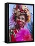 Person Wearing Masked Carnival Costume, Venice Carnival, Venice, Veneto, Italy-Bruno Morandi-Framed Stretched Canvas