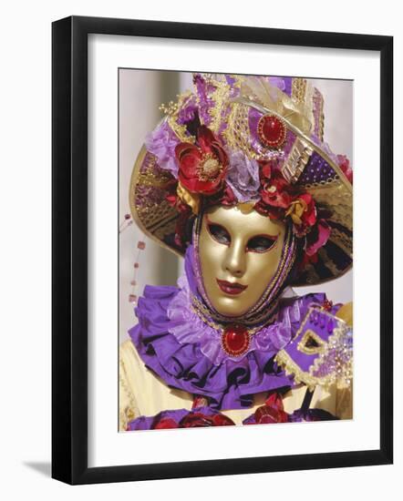 Person Wearing Masked Carnival Costume, Venice Carnival, Venice, Veneto, Italy-Bruno Morandi-Framed Photographic Print