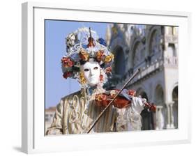 Person Wearing Masked Carnival Costume, Venice Carnival, Venice, Veneto, Italy-Bruno Morandi-Framed Photographic Print