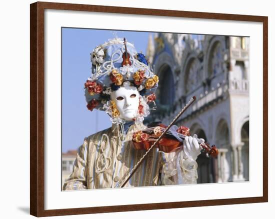 Person Wearing Masked Carnival Costume, Venice Carnival, Venice, Veneto, Italy-Bruno Morandi-Framed Photographic Print