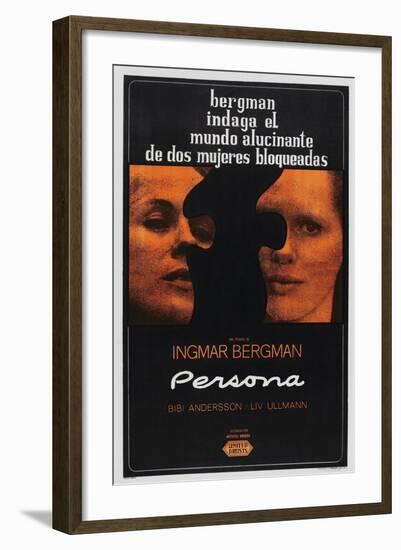 Persona, Argentinan poster, Bibi Andersson, Liv Ullmann, 1966-null-Framed Art Print