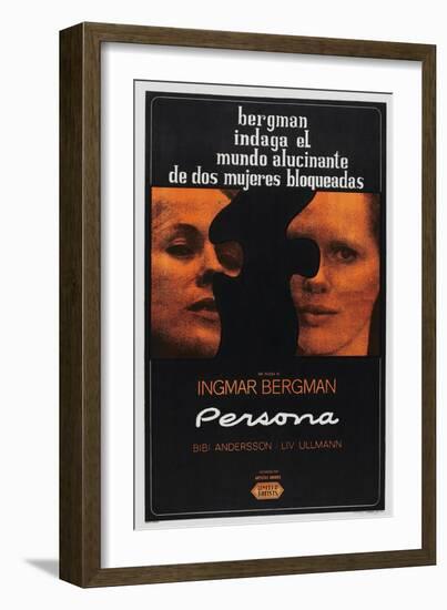 Persona, Argentinan poster, Bibi Andersson, Liv Ullmann, 1966-null-Framed Art Print