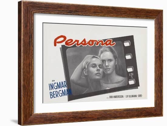 Persona, Bibi Andersson, Liv Ullmann, Belgian lobbycard, 1966-null-Framed Art Print