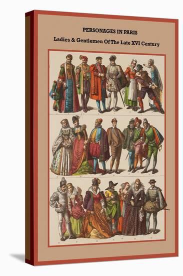 Personages in Paris Ladies and Gentlemen of the Late XVI Century-Friedrich Hottenroth-Stretched Canvas