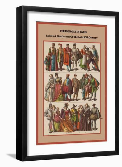 Personages in Paris Ladies and Gentlemen of the Late XVI Century-Friedrich Hottenroth-Framed Premium Giclee Print