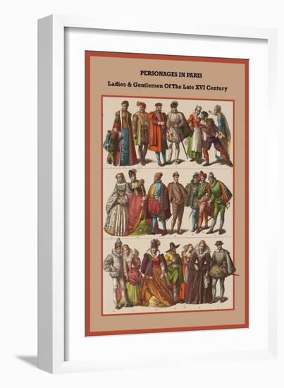 Personages in Paris Ladies and Gentlemen of the Late XVI Century-Friedrich Hottenroth-Framed Premium Giclee Print