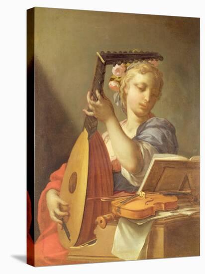 Personification of Music: a Young Woman Playing a Lute-Francesco Trevisani-Stretched Canvas