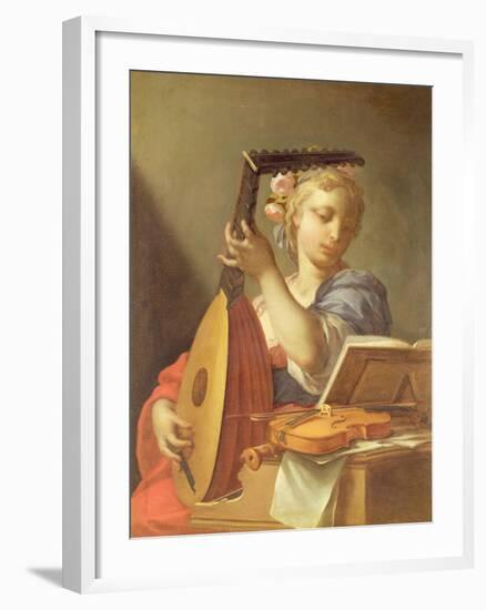Personification of Music: a Young Woman Playing a Lute-Francesco Trevisani-Framed Giclee Print