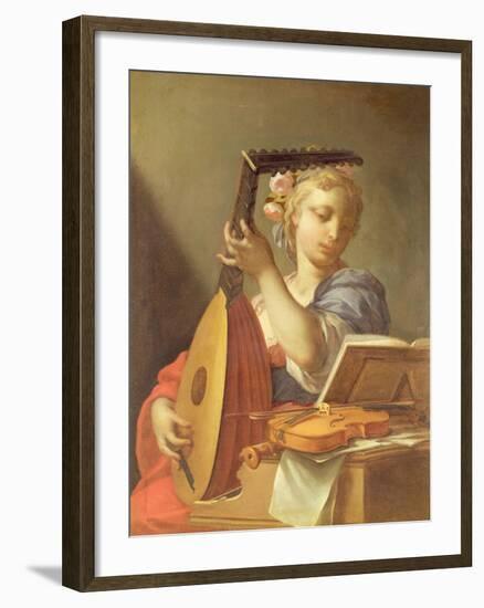 Personification of Music: a Young Woman Playing a Lute-Francesco Trevisani-Framed Giclee Print