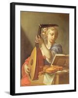 Personification of Music: a Young Woman Playing a Lute-Francesco Trevisani-Framed Giclee Print