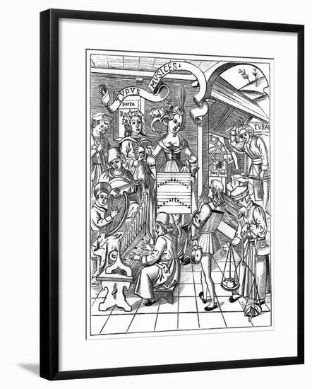 Personification of Music, with the Auxiliaries, the Poet and Musicians, 1508-null-Framed Giclee Print