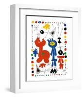 Personnage et Oiseaux-Joan Miro-Framed Art Print