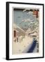 Personnage marchand sous la neige-Ando Hiroshige-Framed Giclee Print