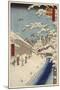 Personnage marchand sous la neige-Ando Hiroshige-Mounted Giclee Print