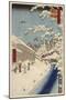 Personnage marchand sous la neige-Ando Hiroshige-Mounted Giclee Print