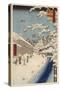 Personnage marchand sous la neige-Ando Hiroshige-Stretched Canvas