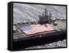 Personnel Participate in a Flag Unfurling Rehearsal On the Flight Deck Aboard USS Nimitz-Stocktrek Images-Framed Stretched Canvas