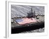 Personnel Participate in a Flag Unfurling Rehearsal On the Flight Deck Aboard USS Nimitz-Stocktrek Images-Framed Photographic Print