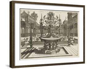 Perspective d'architecture avec galerie et jardin-null-Framed Giclee Print