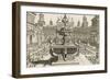 Perspective d'architecture avec parterres et fontaine-null-Framed Giclee Print