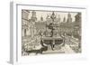 Perspective d'architecture avec parterres et fontaine-null-Framed Giclee Print