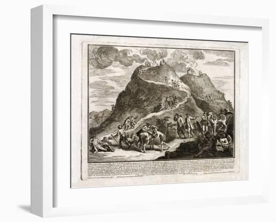 Perspective of the Second Eruption of Vesuvius, Published 1750-Francesco Spagnolo Perziado-Framed Giclee Print