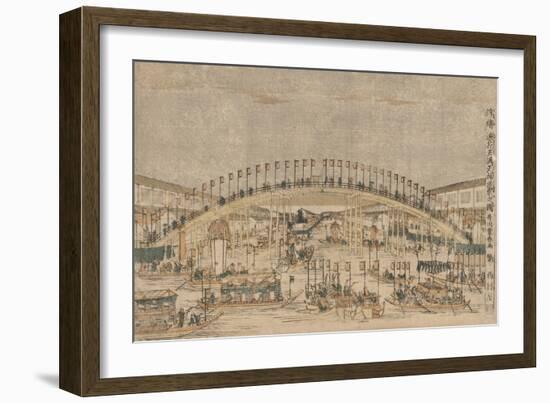 Perspective Picture of the Night Festival at Tenman Tenjin Shrine in Osaka-Utagawa Toyoharu-Framed Giclee Print