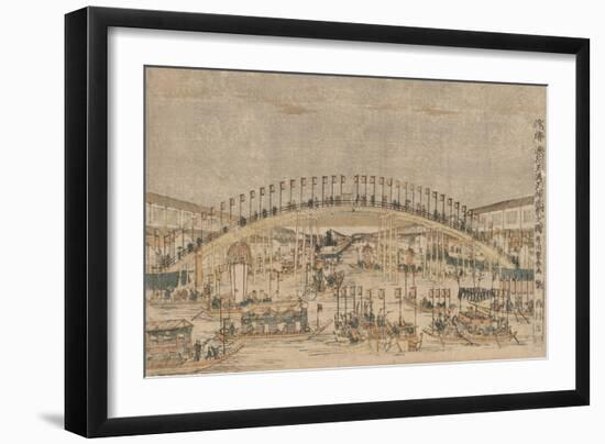 Perspective Picture of the Night Festival at Tenman Tenjin Shrine in Osaka-Utagawa Toyoharu-Framed Giclee Print