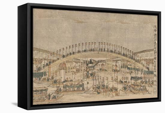 Perspective Picture of the Night Festival at Tenman Tenjin Shrine in Osaka-Utagawa Toyoharu-Framed Stretched Canvas