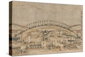 Perspective Picture of the Night Festival at Tenman Tenjin Shrine in Osaka-Utagawa Toyoharu-Stretched Canvas