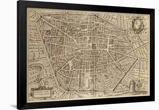 Perspective Plan of Bologna from Bononia Alma Studiorum Mater, 1575-null-Framed Giclee Print