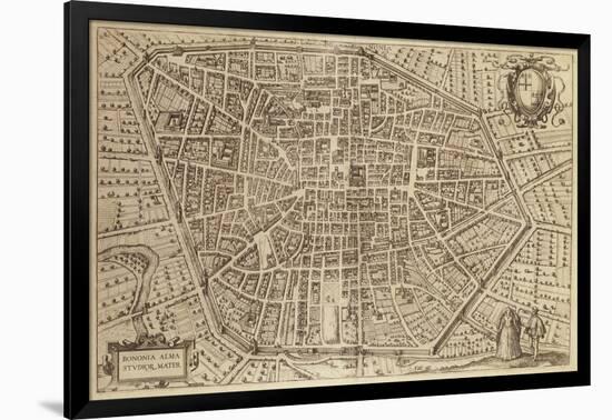 Perspective Plan of Bologna from Bononia Alma Studiorum Mater, 1575-null-Framed Giclee Print