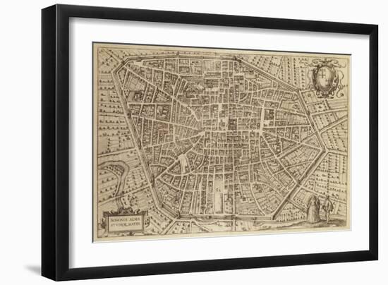 Perspective Plan of Bologna from Bononia Alma Studiorum Mater, 1575-null-Framed Giclee Print